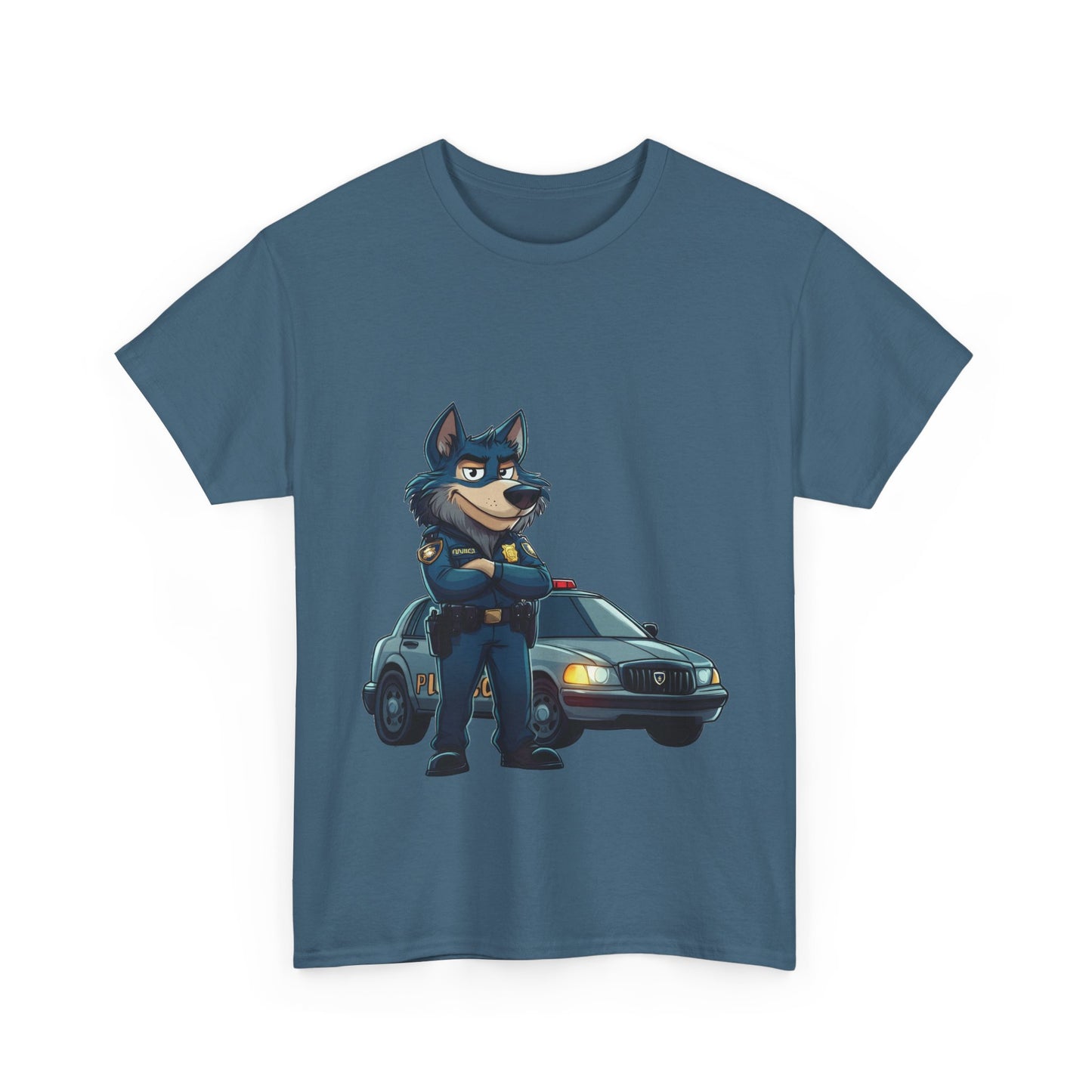 Cool Police Wolf Cartoon Shirt, Funny Cop Animal Graphic Tee,  Law Enforcement Gift T-Shirt, Tee for Dog Lovers, Gifts for Police Week