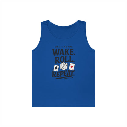 Game Themed Tank Top, Casual Tee, Gift for Gamers, Fun Workout Top, Funny Dice & Cards Shirt, Unisex Gambling Gift