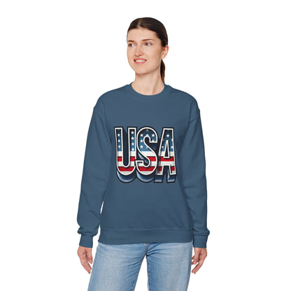 USA Patriotic Crewneck Sweatshirt for All Seasons, Cozy Sweatshirt for Independence Day, Casual Wear, Gift for Friends and Family