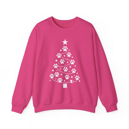Paw Christmas Tree Women's Sweatshirt, Pet Lover Holiday Sweater
