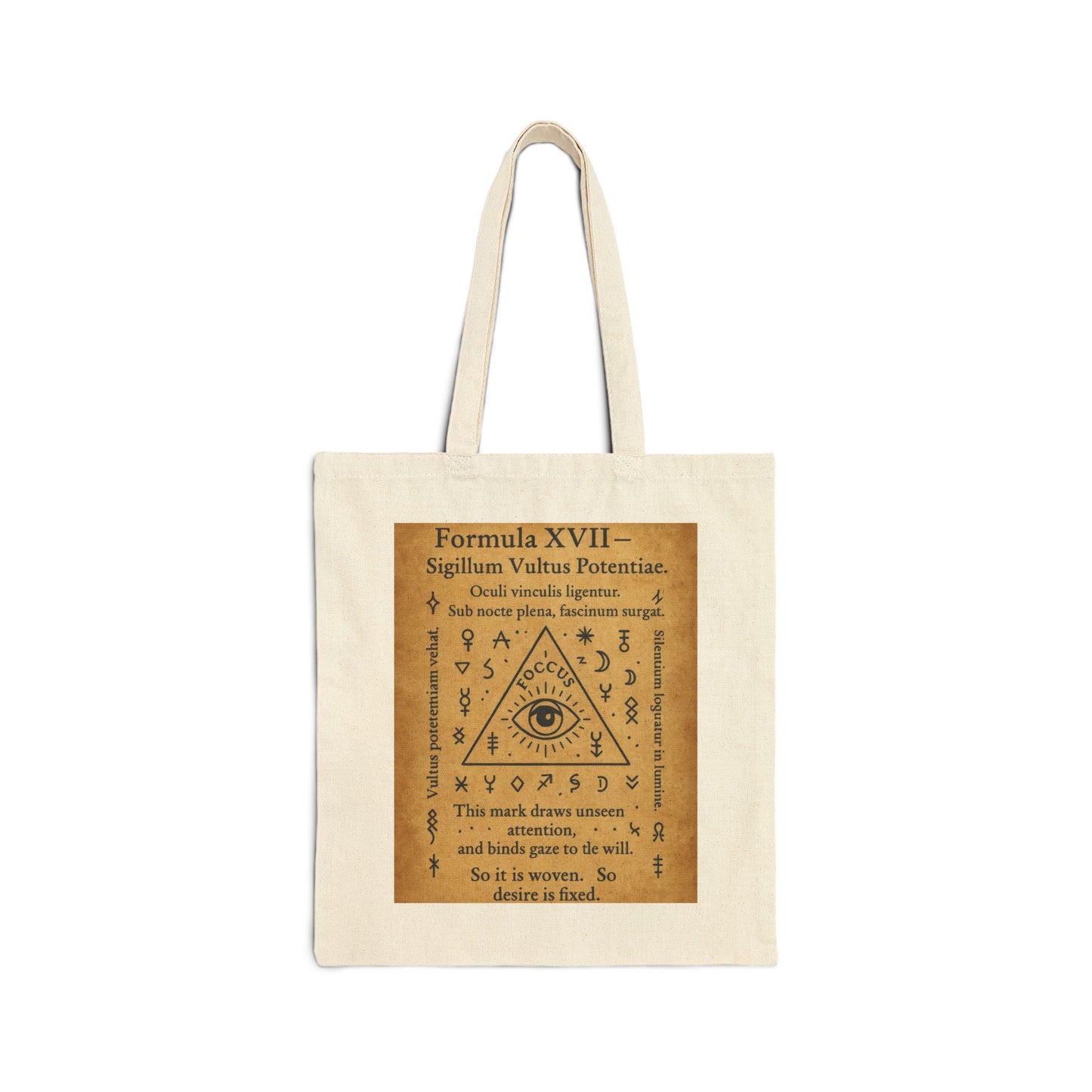 Sigil of Focus and Power Tote Bag, Mystic Eye in Triangle, Attention Drawing Symbol, Witchy Canvas Bag, Occult Gaze Charm