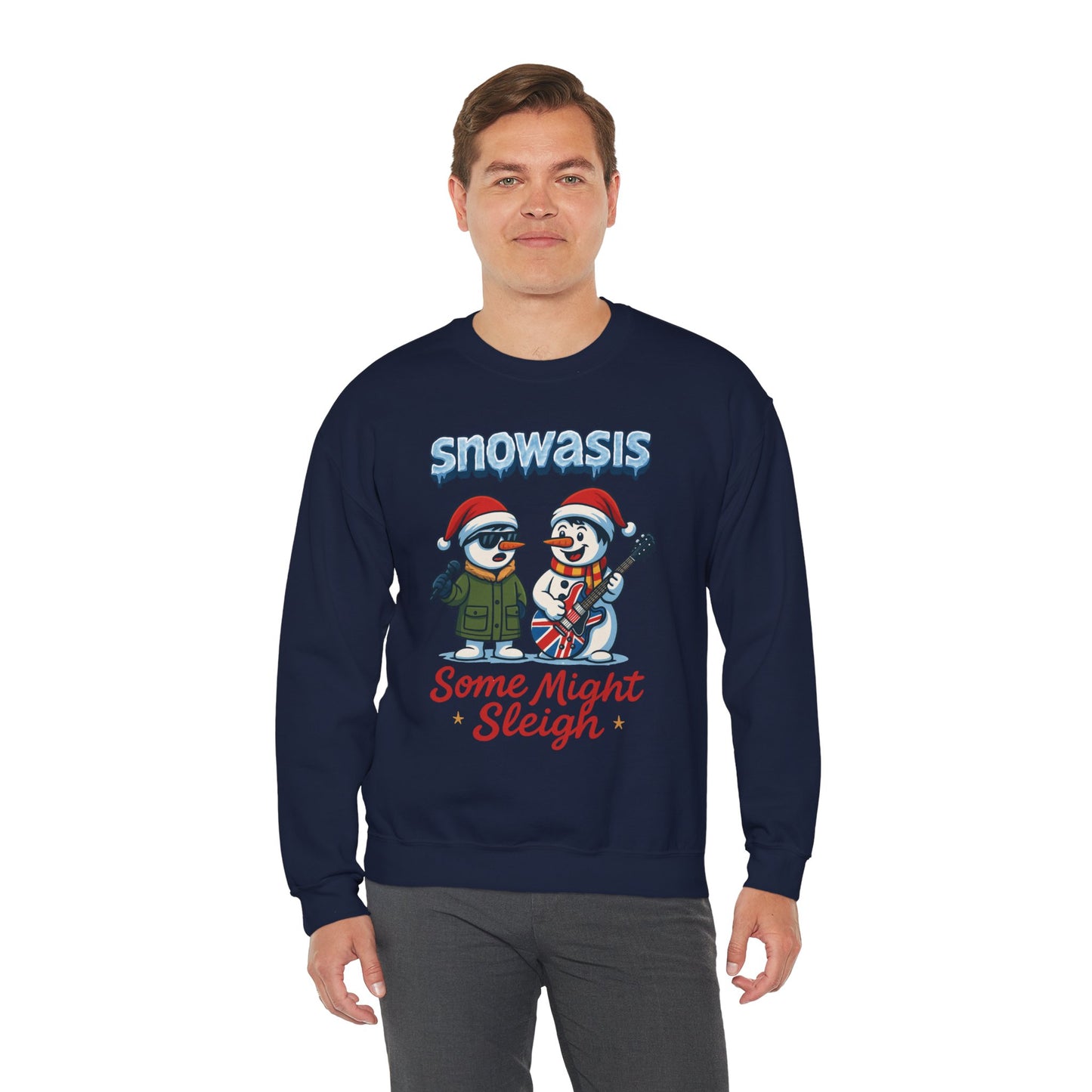 Snowasis Some Might Sleigh Men's Christmas Sweatshirt, Funny Rock Holiday Sweater