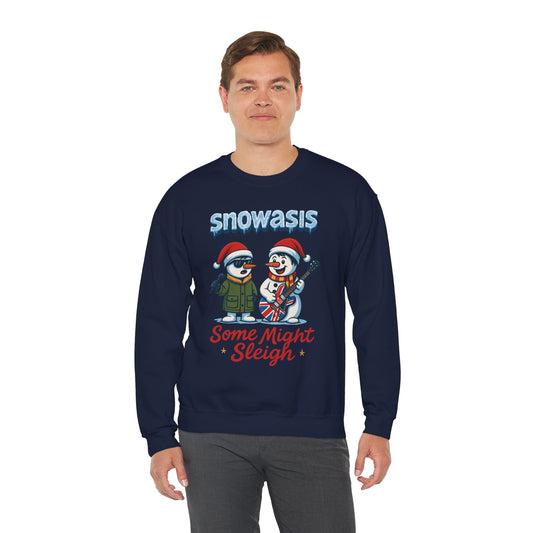 Snowasis Some Might Sleigh Men's Christmas Sweatshirt, Funny Rock Holiday Sweater