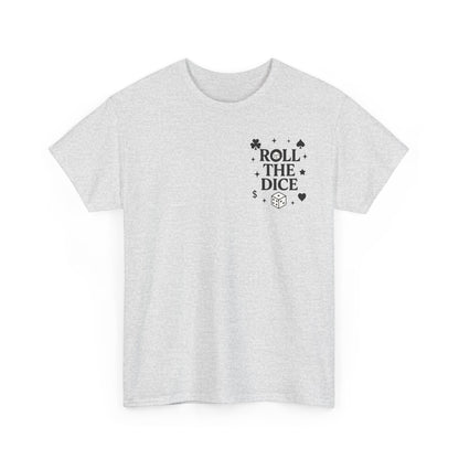 Queen of Luck Front & Back Print unisex T-Shirt, Roll the Dice Tee for Men, Vintage Gambling Shirt, Casino Gift, Poker Gift, Card Games Gift