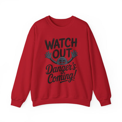 Mens Casual Crewneck Sweatshirt with Warning Message, Funny Gift for Friends, Cozy Layer for Everyone, Great for Halloween, Fall