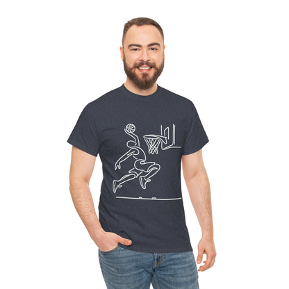 Basketball Slam Dunk Line Art Shirt, Unisex Heavy Cotton Tee, Sportswear, Gift for Athletes, Streetwear, Basketball Player T-Shirt