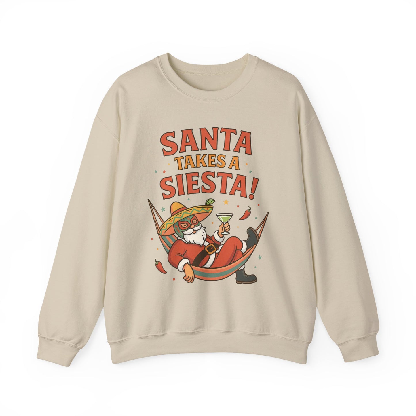 Santa Takes a Siesta Funny Christmas Sweatshirt for Men, Mexican Holiday Jumper