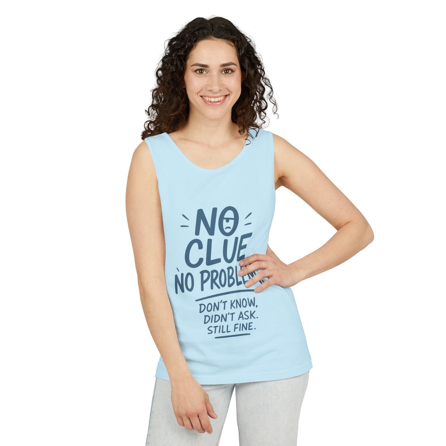 Funny No ClueWomens Tank Top, No Problem Quote Shirt, Dont Know Didnt Ask Graphic Tee, Gift for Her, Humorous Tee, Workout Sleeveless Shirt