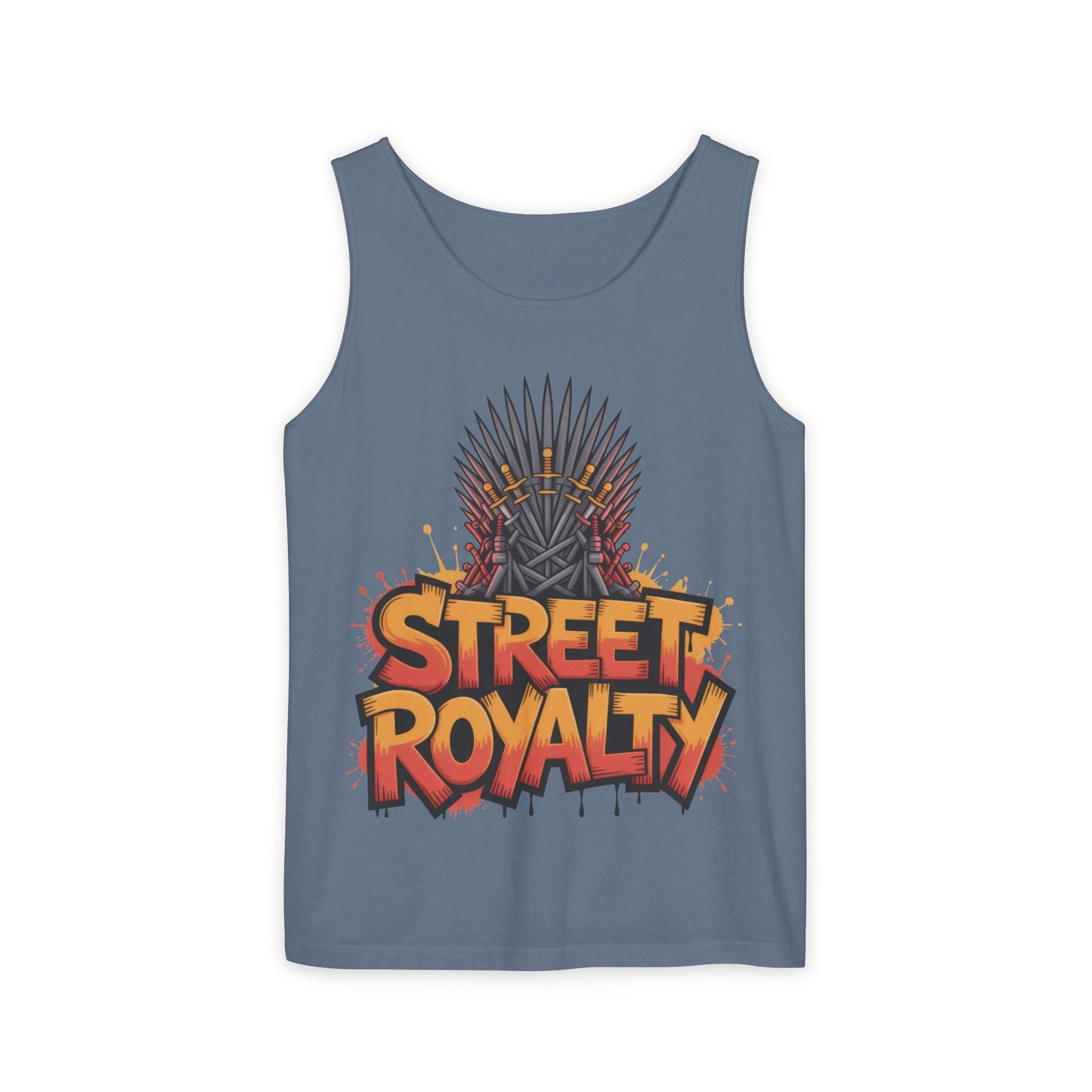 Street Royalty Men's Tank Top, Graffiti Crown Graphic Muscle Shirt, Urban Streetwear Sleeveless Skate Style
