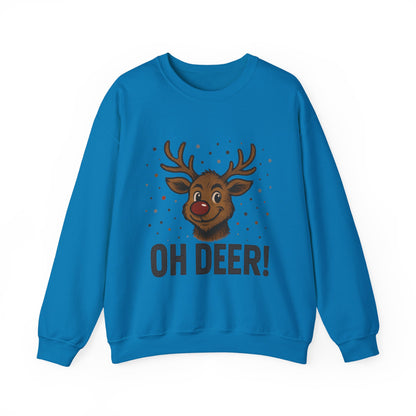 Men's Oh Deer Funny Christmas Sweatshirt, Reindeer Holiday Pullover