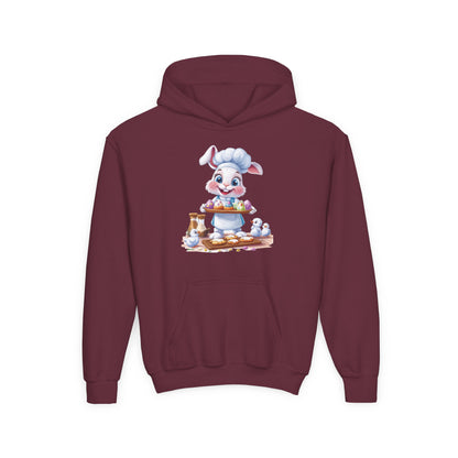 Easter Chef Bunny Hoodie for Kids, Cute Baker Bunny, Fun Holiday Outfit, Youth Spring Sweatshirt, Easter Gift, Bunny Design Hoodie