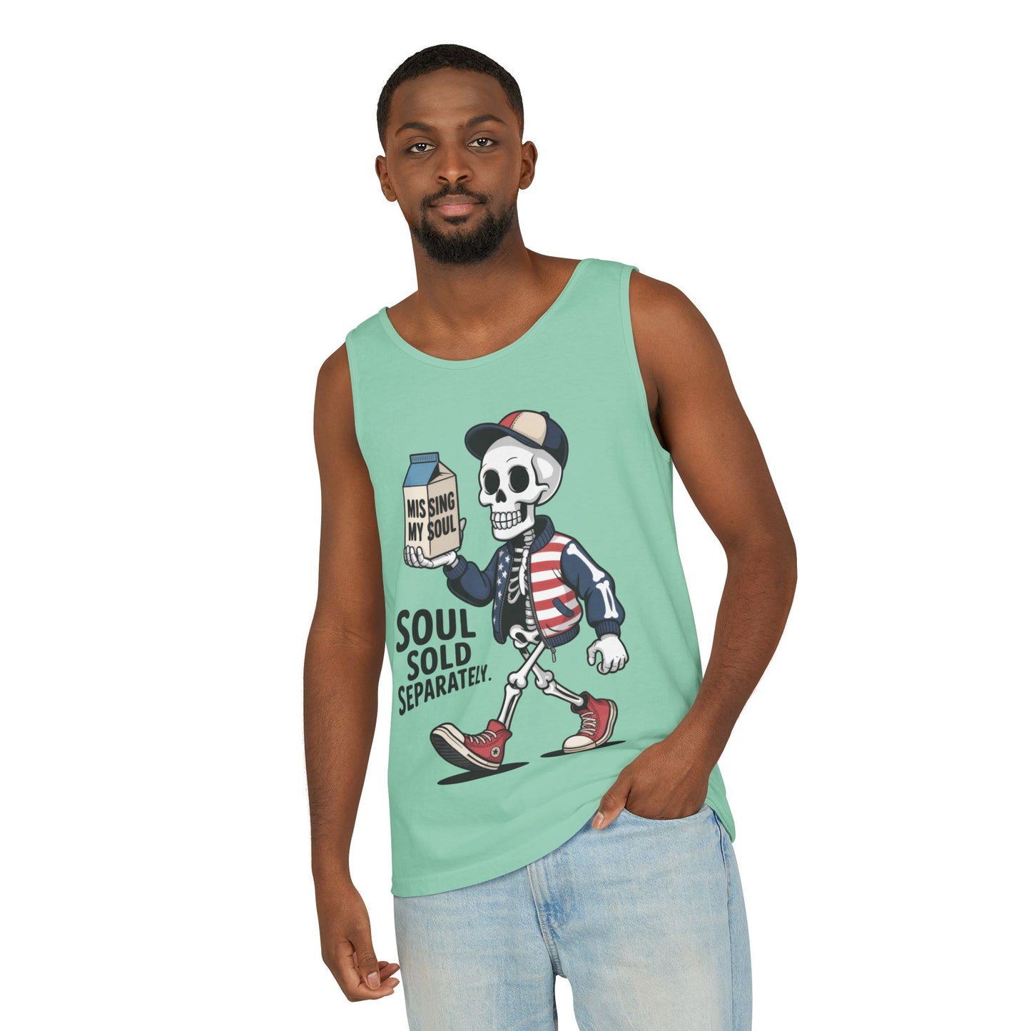 Funny Skeleton Tank Top, Soul Sold Separately Muscle Tee, Missing My Soul Graphic Shirt, Gothic Streetwear Workout Top