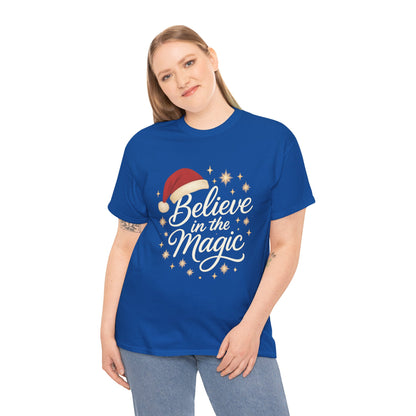 Believe in the Magic Christmas Women's Shirt, Santa Hat Holiday Tee