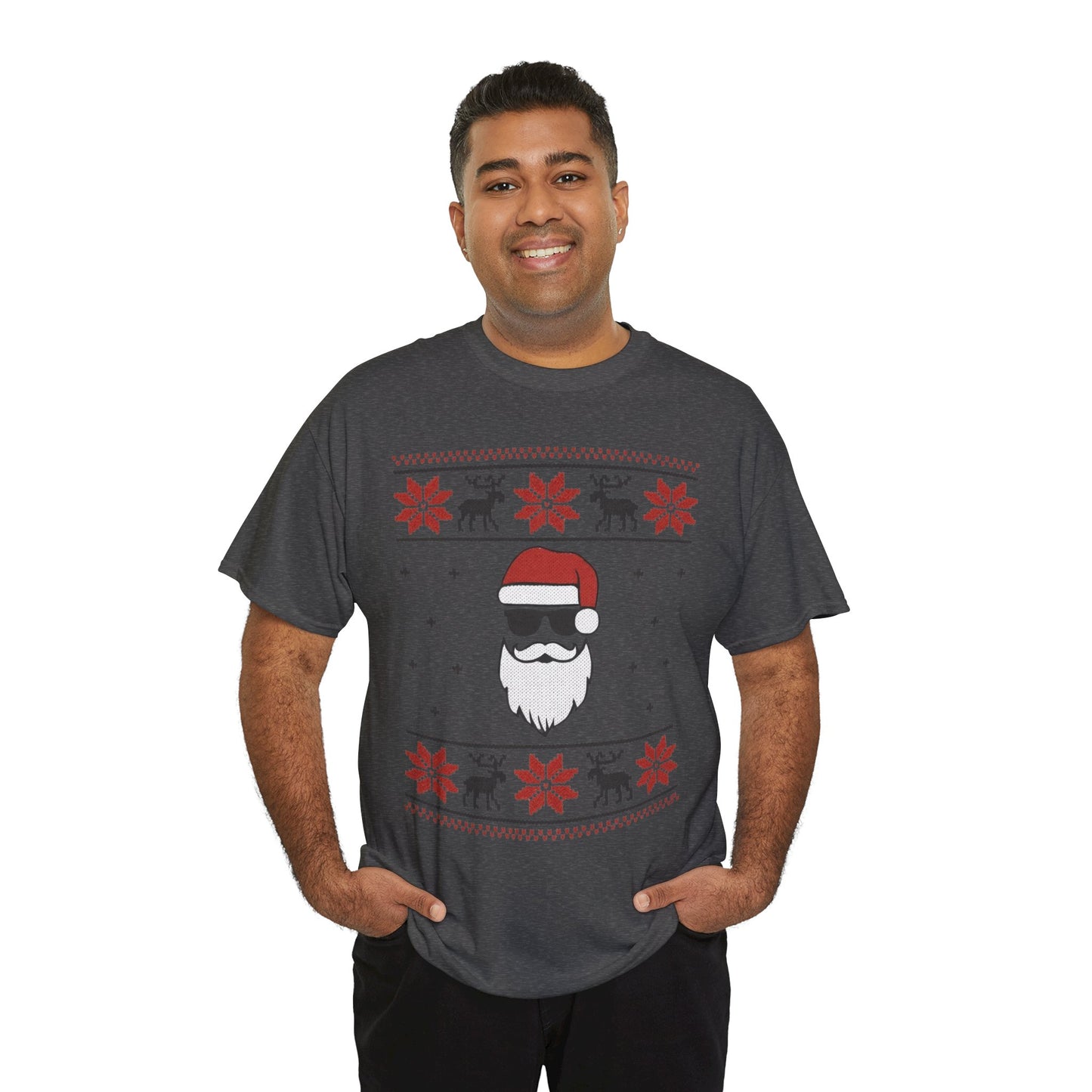 Cool Santa Men's T-Shirt, Funny Christmas Tee, Retro Knit Pattern Holiday Shirt