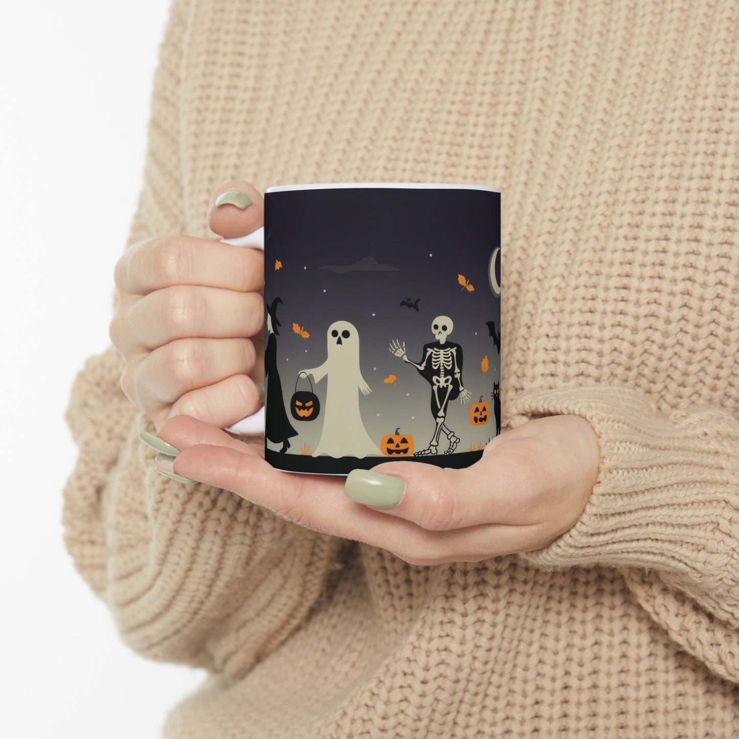 Halloween Night Parade Mug, Witches, Ghosts, Skeletons, Spooky Night Coffee Cup, Gothic Fall Gift for Her - HimCeramic Mug, (11oz, 15oz)