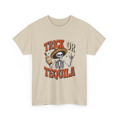 Trick or Tequila Skeleton Men's T-Shirt , Funny Halloween Drinking Party Tee for Men