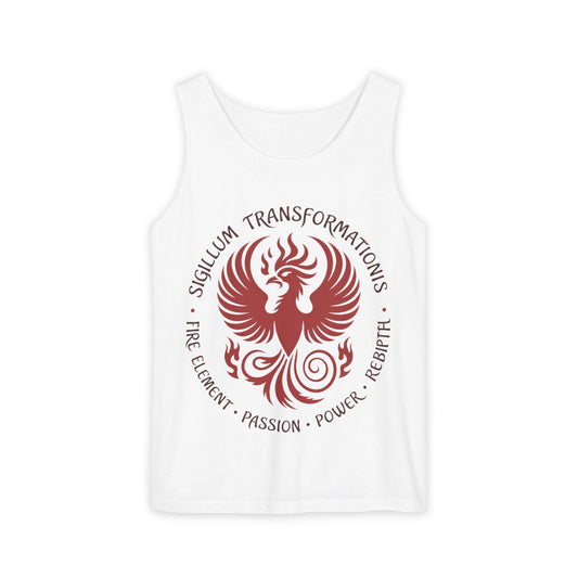 Phoenix Fire Element Tank Top, Sigillum Transformationis Seal, Passion Power Rebirth Totem, Phoenix Symbol Unisex Tank, Spiritual Tee