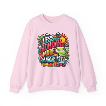 Less Monday More Margaritas Crewneck Sweatshirt, Funny Summer Unisex Beach Vibes Pullover, Fun Unisex Crewneck, Summer Parties Sweatshirt