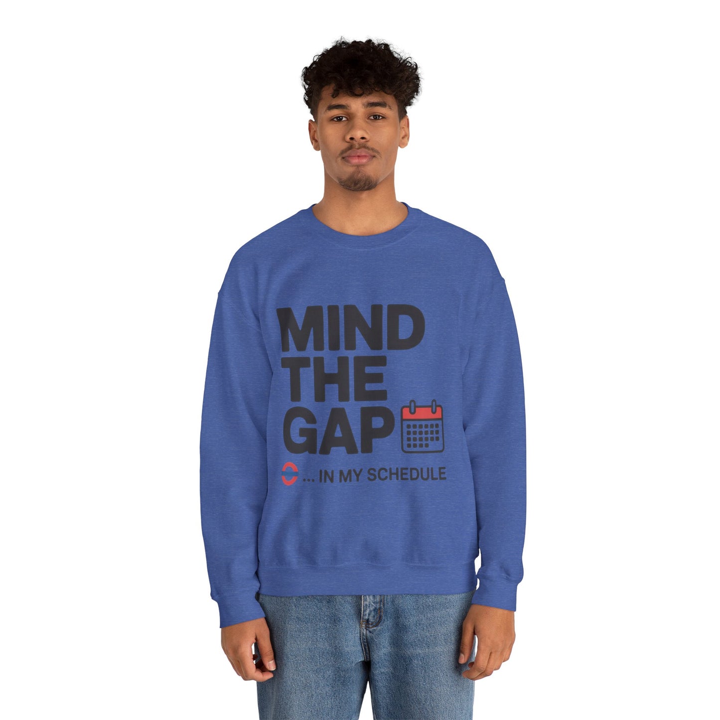 Funny Men's Sweatshirt, Mind The Gap Office Humor, London Underground Inspired Graphic Pullover