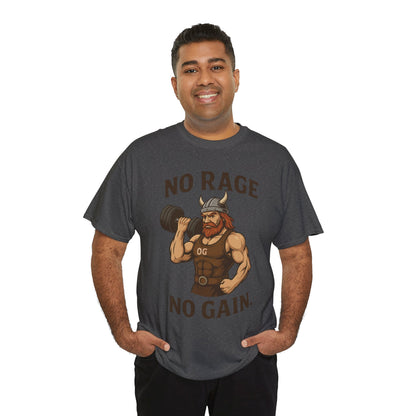 No Rage No Gain Viking Gym Shirt, Funny Muscle Workout Tee, Barbarian Fitness T-Shirt for Men, Powerlifting Humor Shirt, Viking Lifting Gift