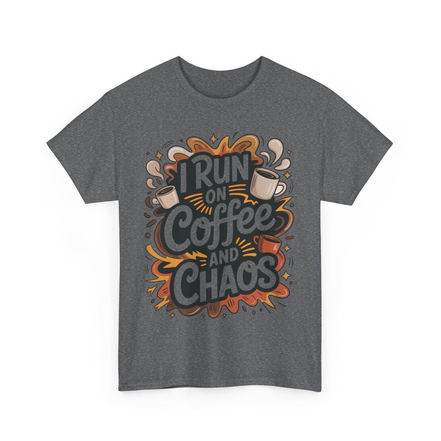 Funny Mens Coffee T-Shirt, I Run on Coffee and Chaos, Caffeinated Chaos Tee for Him, Perfect for Coffee Lovers, , Humor Tee