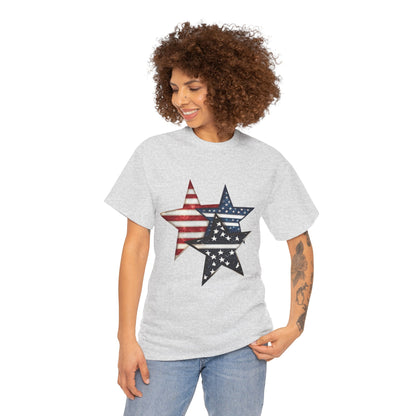 Patriotic Star Unisex Tee, USA Pride T-Shirt, Independence Day Outfit, All-American Style Shirt, Gift for Veterans, 4th of July Celebration