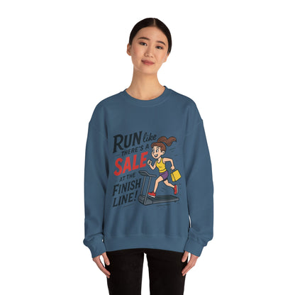 Run Like Theres a SALE at the Finish Line! Womens Sweatshirt, Funny Shopping Pullover, Treadmill Runner Gift for Her, Sale Humor Tee