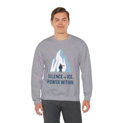 Men's Heavy Blend™ Crewneck Sweatshirt, Silence of Ice Power Within Sweatshirt, Nordic Iceberg Minimalist Pullover