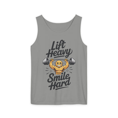 Mens Lift Heavy Smile Hard Tank Top, Funny Gym Workout Fitness Shirt, Mens Funny Gym Tank