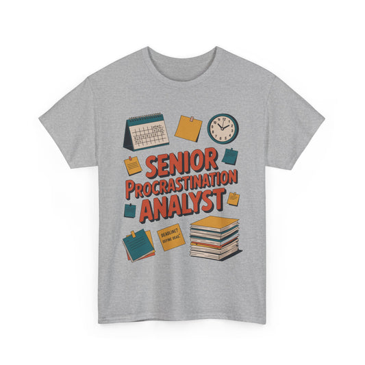 Senior Procrastination Analyst Tee, Funny Office Shirt, Gift for Graduates, Motivation T-Shirt, Humor Apparel, Job Humor Clothing
