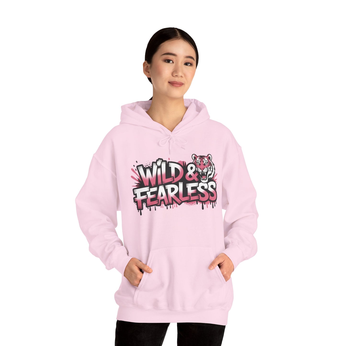 Women's Hoodie Wild & Fearless, Tiger Graffiti Graphic Pullover, Bold Urban Streetwear Hoodie