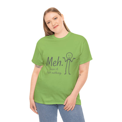 Funny Women's Heavy Cotton Tee, 'Meh' Graphic Shirt, Perfect Gift for Sarcastic Friends, Casual Wear, Birthdays, Everyday Humor, Comfy Tee