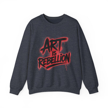 Men'sHeavy Blend™ Crewneck Sweatshirt, Art Is Rebellion Men's Crewneck Sweatshirt, Graffiti Street Art Pullover, Urban Rebellion Streetwear