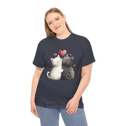 Cute Cat Love T-Shirt, Adorable Feline Couple Tee, Gift for Cat Lovers, Valentine's Day Shirt, Cozy Everyday Wear, Cat Mom T-Shirt