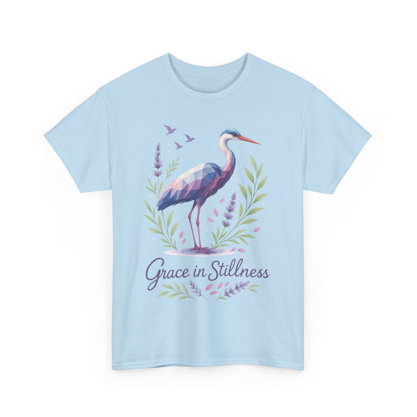 Polygonal Heron Graphic Shirt, Womens Artistic Bird Tee, Nature-Inspired Minimalist Design, Geometric Crane Tee, Bird Lovers Gift