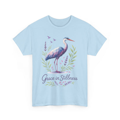 Polygonal Heron Graphic Shirt, Womens Artistic Bird Tee, Nature-Inspired Minimalist Design, Geometric Crane Tee, Bird Lovers Gift