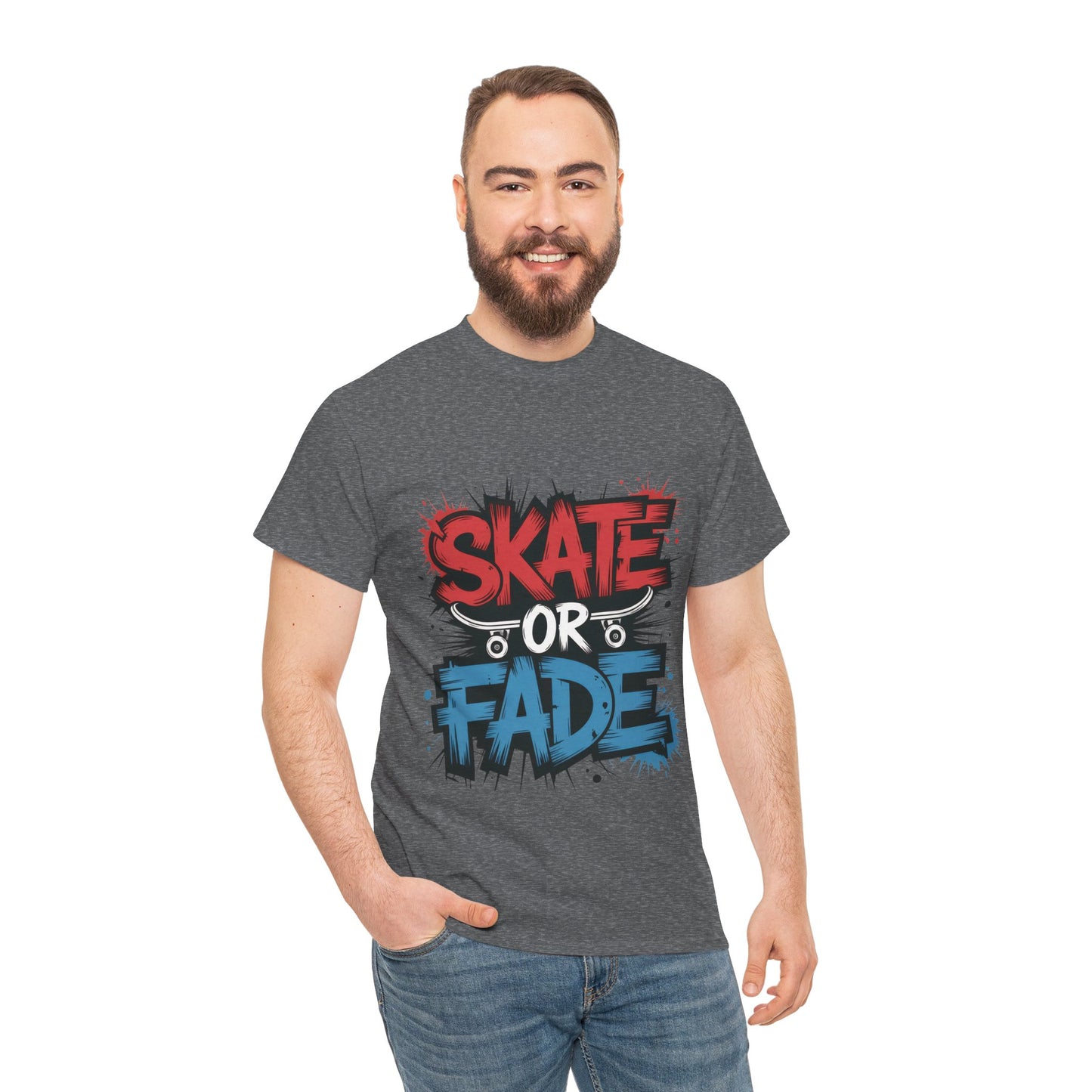 Skate Or Fade Men's T-Shirt, Graffiti Skateboarding Graphic Tee, Urban Streetwear Skater Top
