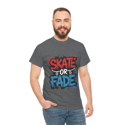 Skate Or Fade Men's T-Shirt, Graffiti Skateboarding Graphic Tee, Urban Streetwear Skater Top