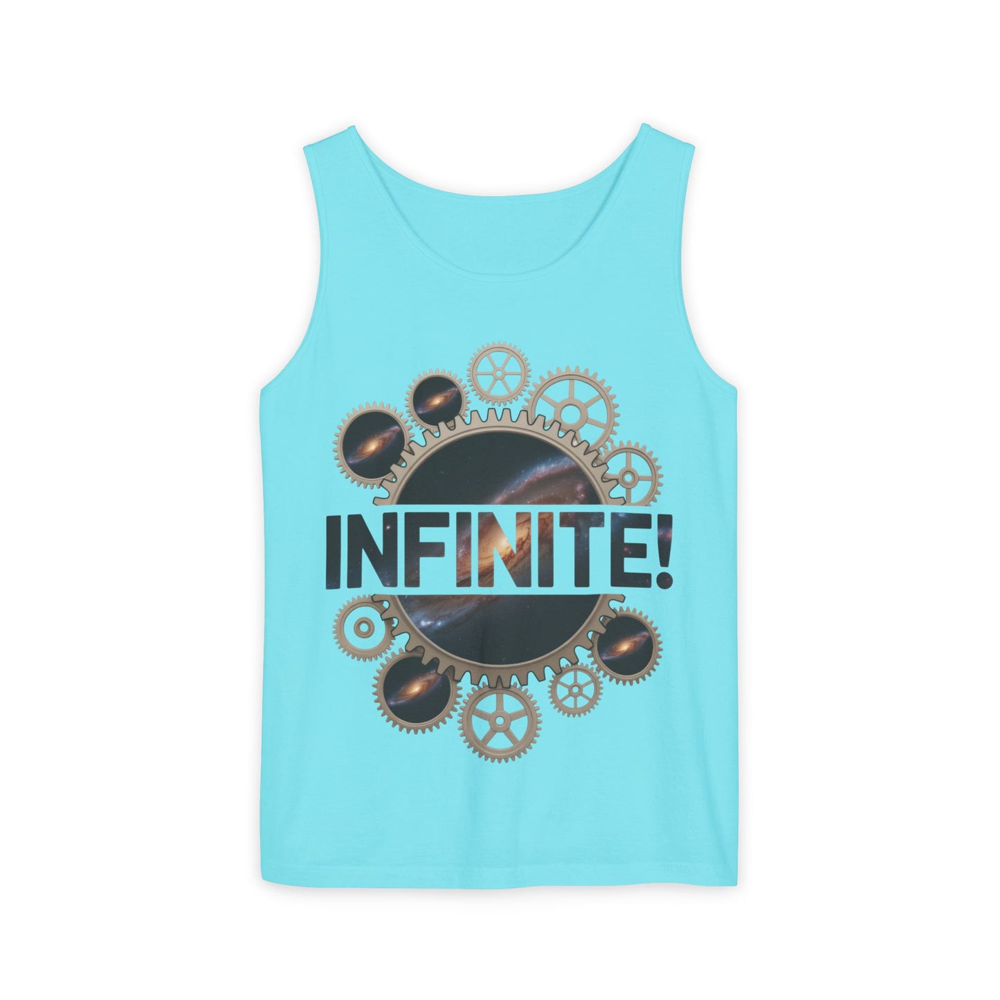Men's INFINITE! Steampunk Space Gears T-Shirt, Cosmic Mechanical Design Tee for Sci-Fi & Engineering Lovers, Workout Shirt