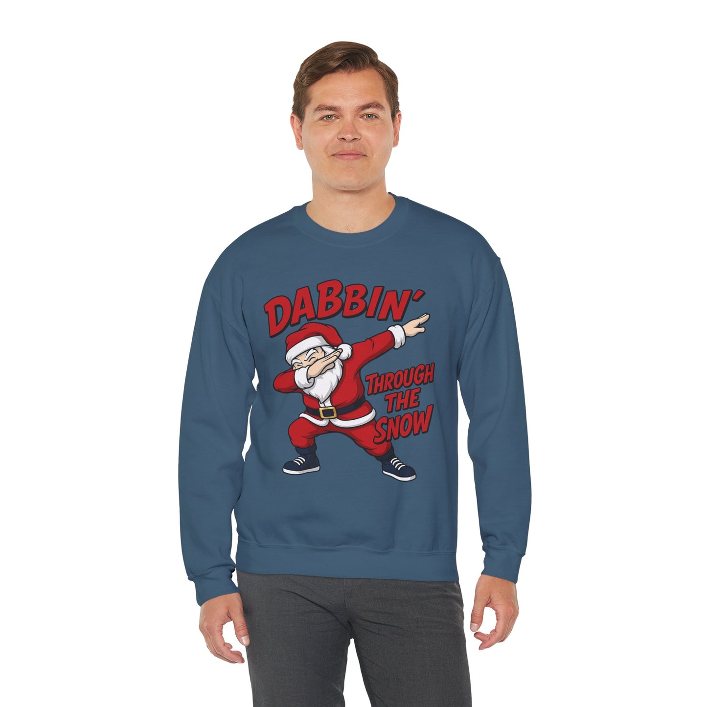Dabbin Through The Snow Santa Men's Christmas Sweatshirt, Funny Holiday Jumper