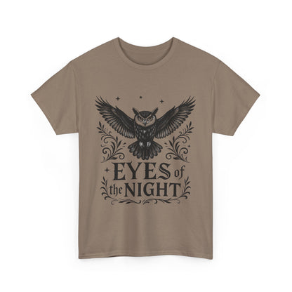 Cool Owl Graphic Unisex Heavy Cotton Tee, Flying Owl Art T-Shirt, Animal Print Tee, Gothic Bird Graphic Tee, Mens Gothic Style Shirt