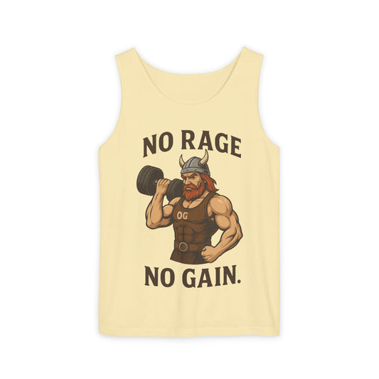 No Rage No Gain Viking Gym Tank Top, Funny Muscle Workout Tee, Barbarian Fitness Tank for Men, Gym Wear, Workout Gear, Casual Summer Outfit
