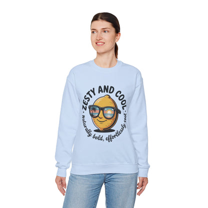 Zesty and Cool Crewneck Sweatshirt, Womens Lemon Sweatshirt for Casual Wear, Trendy Gift, Summer Vibes, Comfortable Apparel