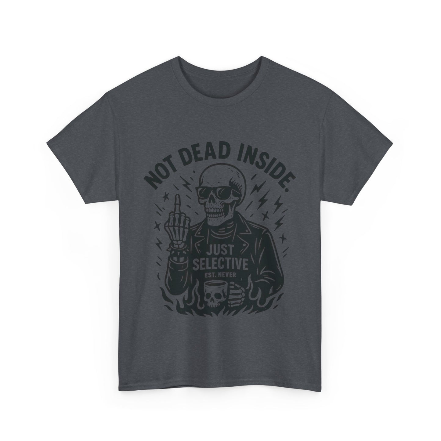 Mens Dark Humor Graphic Shirt, Not Dead Inside, Funny Graphic Shirt for Casual Wear, Gifts for Him, Halloween, Occasions, Funny Skeleton Tee