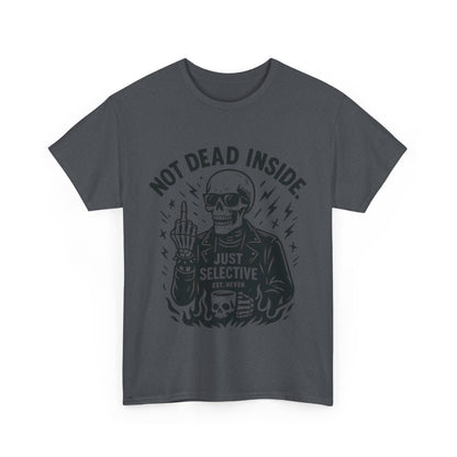 Mens Dark Humor Graphic Shirt, Not Dead Inside, Funny Graphic Shirt for Casual Wear, Gifts for Him, Halloween, Occasions, Funny Skeleton Tee