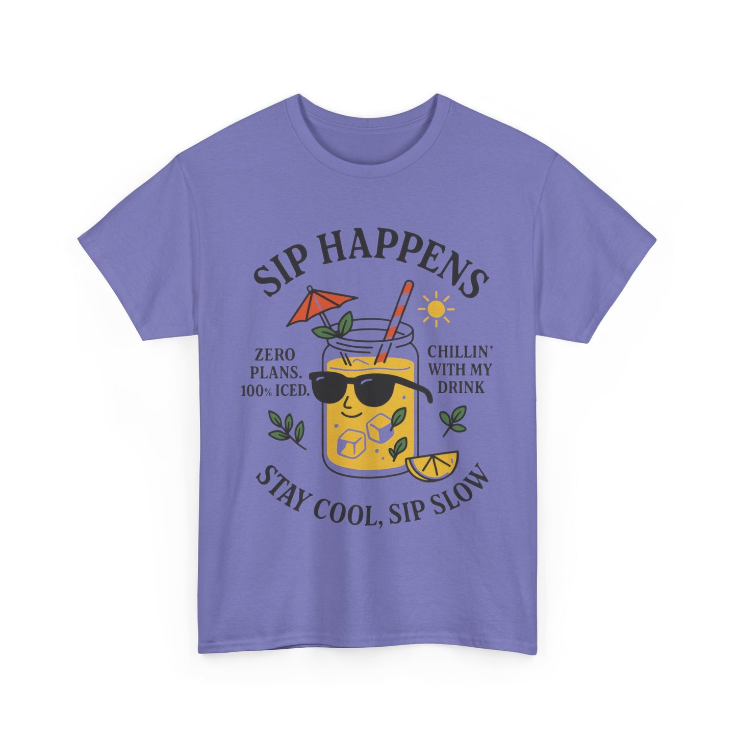 Sip Happens Womens T-Shirt, Funny Summer Drink Graphic Tee, Stay Cool Sip Slow Lemonade Shirt, , Beach Wear, BBQ Parties, Chill Summer Vibes