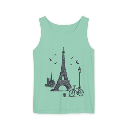 Parisian Dreams Tank Top, Unisex Summer Wear, Graphic Tee, Travel Inspired Apparel, Vacation Outfit, Casual Tank for All Occasions