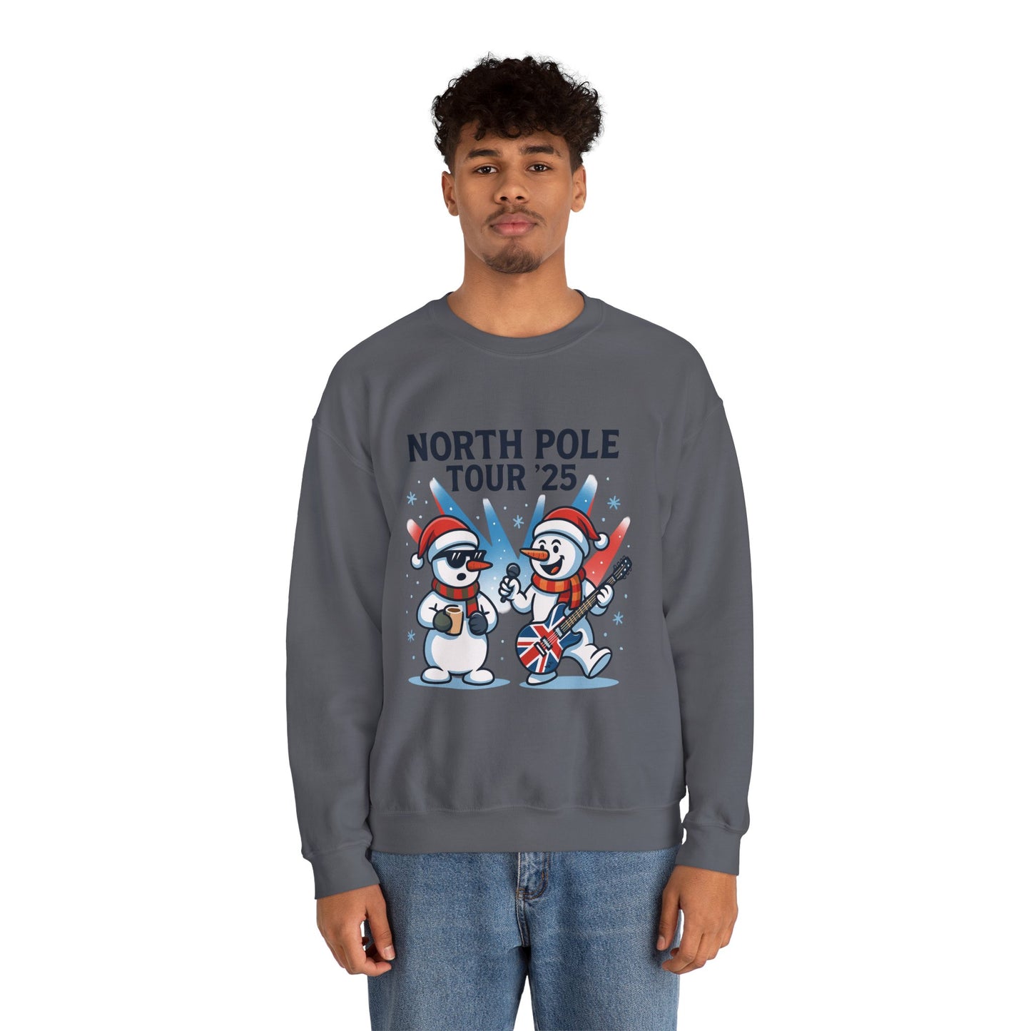 North Pole Tour 25 Men's Christmas Sweatshirt, Funny Rock Band Holiday Jumper