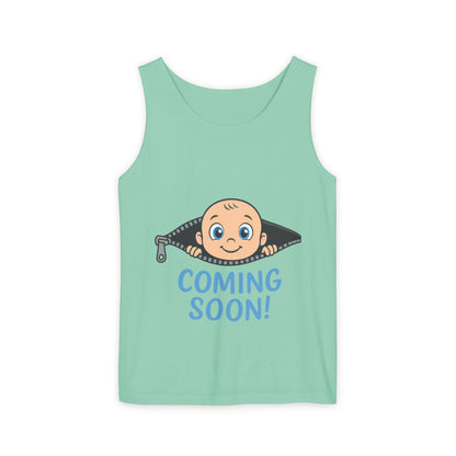 Coming Soon Maternity Tank Top, Cute Baby Boy Pregnancy Announcement Tee, Funny Expecting Mom Gift, Gender Reveal Tee, Baby Shower Top