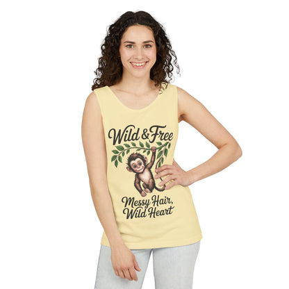 Wild & Free Monkey Tank Top, Messy Hair Wild Heart Womens Tank, Cute Jungle Animal Shirt, Boho Adventure Tank, Fun Nature Lover Gift